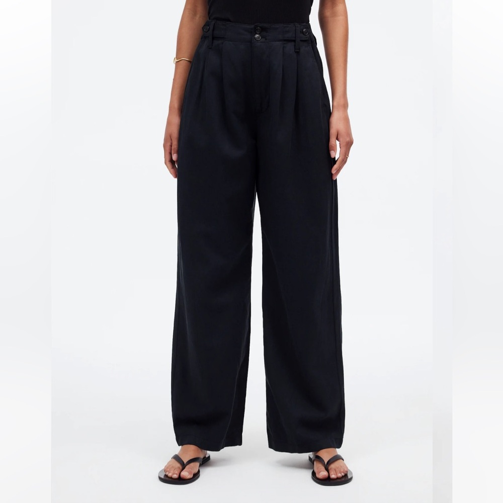 Madewell Harlow Wide Leg Pant True Black Linen Cotton Sz 6 NWT - Picture 2 of 16